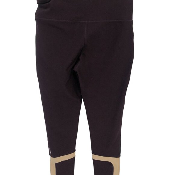 Mondetta Leggings Womens Size Medium Maroon Beige Black Activewear Pants - Picture 2 of 8